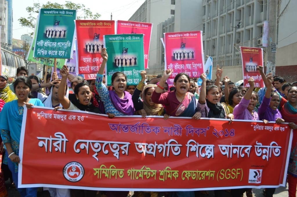 Garment workers march on International Women's Day in Bangladesh