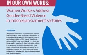 Gender-based violence at work, garment factories, Indonesia, Solidarity Center
