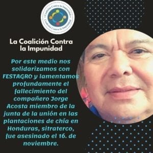 Jorge-Acosta murdered union leader in Honduras, Solidarity Center