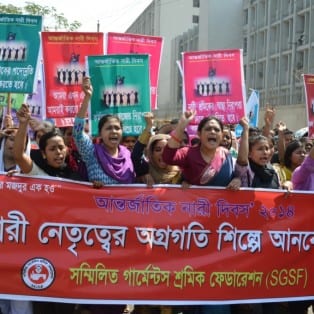 Bangladesh, Women's Day march, worker rights, Solidarity Center