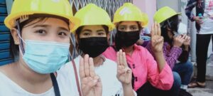 Myanmar women workers protest junta