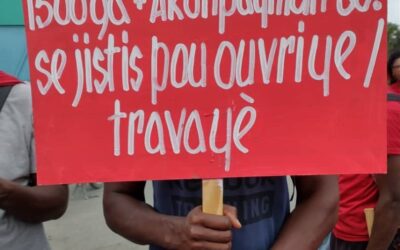 Haiti garment workers demonstrate for minimum wage increase.
